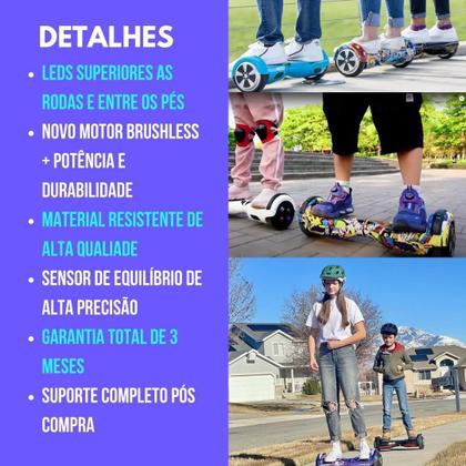 Imagem de Hoverboard 6.5 Infantil 2024 com LED, Bluetooth, Motor Brushless e Bateria de Alta Capacidade  Diversão com Estilo