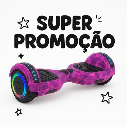 Imagem de Hoverboard 6,5 com LED e Bluetooth roxo estrelar Com bolsa de transporte