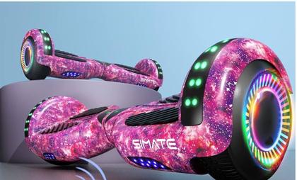 Imagem de Hoverboard 6,5 com LED e Bluetooth roxo estrelar Com bolsa de transporte