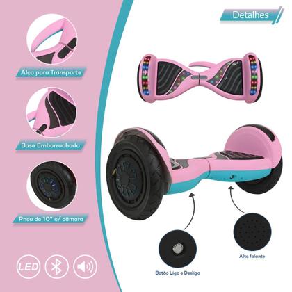 Imagem de Hoverboard Elétrico 10 Polegadas Rosa HoverboardX Com Leds