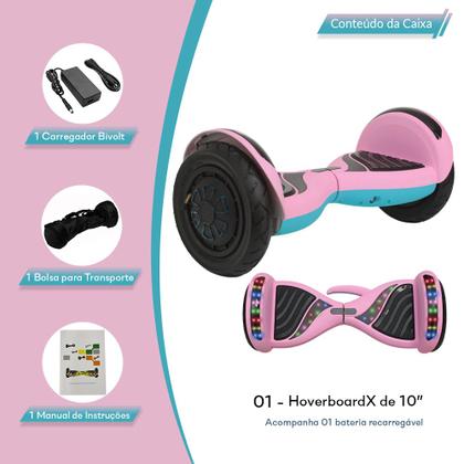 Imagem de Hoverboard Elétrico 10 Polegadas Rosa HoverboardX Com Leds
