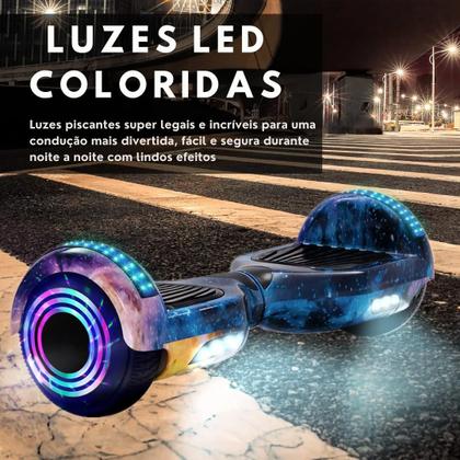 Imagem de Hoverboard Hip Hop Skate Elétrico Balance Scooter Portátil com Luzes LED Mobilidade Urbana Bivolt