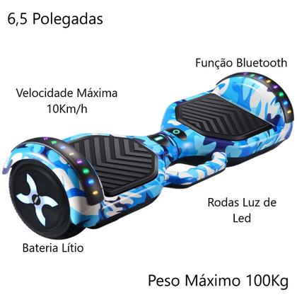 Hoverboard Overboard Infantil Skate Elétrico Led Alça Bolsa - DM