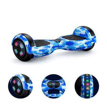Imagem de Hoverboard Skate Elétrico 6.5 Azul Camuflado Led Bluetooth