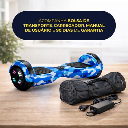 Imagem de Hoverboard Skate Elétrico 6.5 Azul Camuflado Led Bluetooth