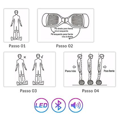 Imagem de Hoverboard Skate Elétrico 6.5 Polegadas Com LED Bluetooth Integrado E Bolsa De Proteção Diversas Cores Brinovar