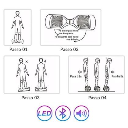 Imagem de Hoverboard Skate Elétrico 6.5 Polegadas Com LED Bluetooth Integrado E Bolsa De Proteção Diversas Cores Brinovar