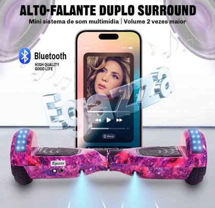 Imagem de Hoverboard skate eletrico roxo estrelar 6,5 com LED e Bluetooth
