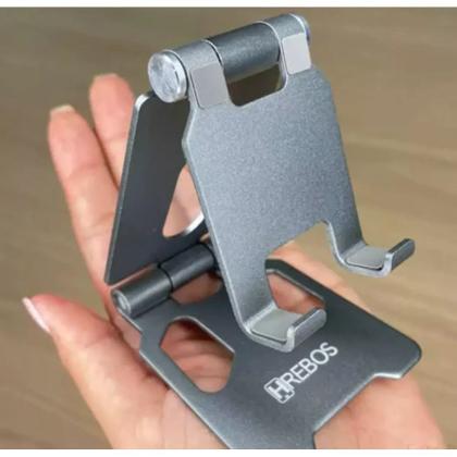 Imagem de Hrebos Suporte Dobrável de Mesa p/ Celular e Tablet  Alumínio HS-373