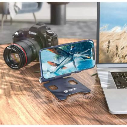 Imagem de Hrebos Suporte Dobrável de Mesa p/ Celular e Tablet  Alumínio HS-373