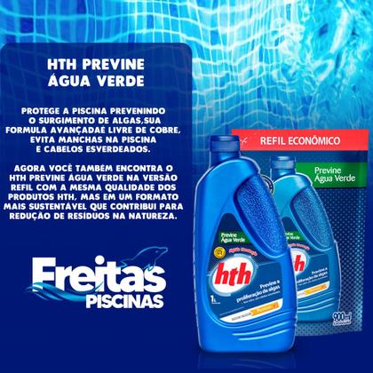 Imagem de HTH Solução Água Verde Algicida Choque Tratamento Liquido Piscinas Refil 900ml
