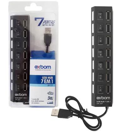 Imagem de Hub 7 Portas Usb 2.0 Com Switch e Led Indicador Exbom - UH-2S7