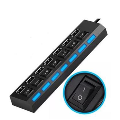 Imagem de Hub 7 Portas Usb 2.0 Preto Com Chave Seletora Au-017 Altomex