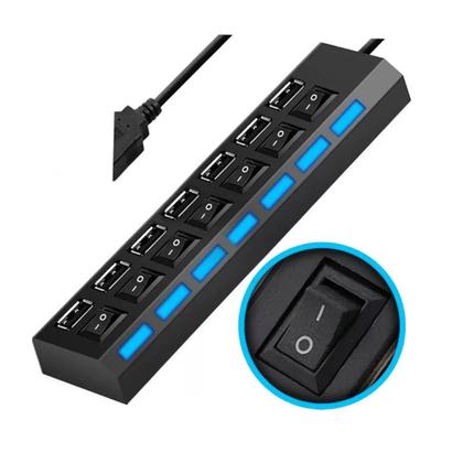 Imagem de Hub 7 Portas Usb 2.0 Preto Com Chave Seletora AU-017 L Tomex