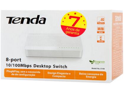 Imagem de Hub Adaptador Multiporta Tenda S108 Desktop Switch / 8 Portas / 10/100Mbps - Branco