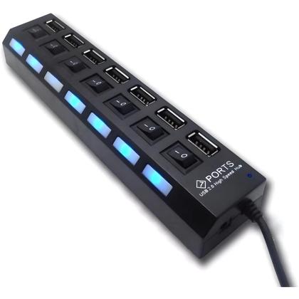 Imagem de Hub Adaptador Usb 2.0 Multi 7 Portas Plug And Play Extensor