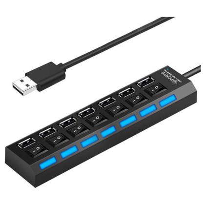 Imagem de Hub Adaptador Usb 2.0 Multi 7 Portas Plug And Play Extensor