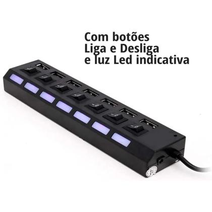 Imagem de Hub Adaptador Usb 2.0 Multi 7 Portas Plug And Play Extensor