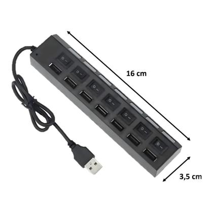 Imagem de Hub Adaptador Usb 2.0 Multi 7 Portas Plug And Play Extensor