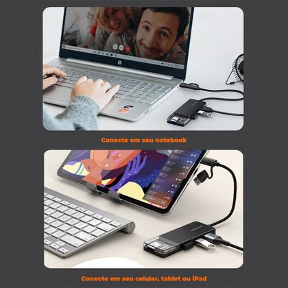 Imagem de Hub Adaptador USB C A 3.0 Dock 4 Em 1 Notebook Pc CableTime