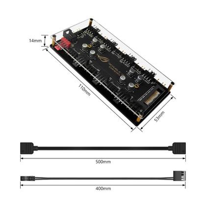 Imagem de Hub ARGB 5V 3 Pinos Multi Fans 3 e 4 Pinos até 8 Fans Sata