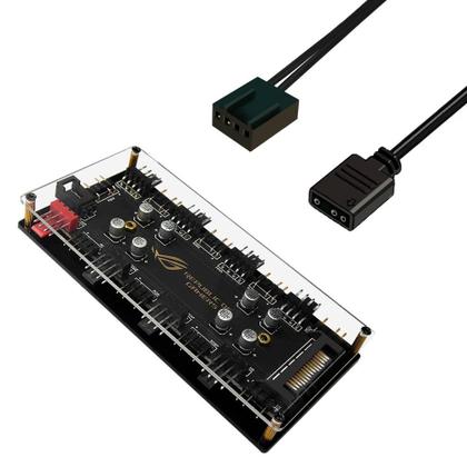 Imagem de Hub ARGB 5V 3 Pinos Multi Fans 3 e 4 Pinos até 8 Fans Sata