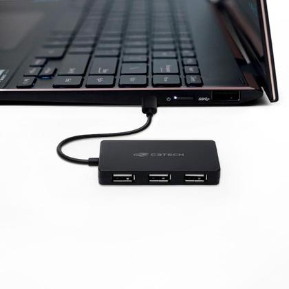 Imagem de Hub C3 Tech USB 2.0 4 Portas USB-USB C - HU-C200BK  - C3Tech