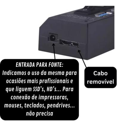 Imagem de Hub Cabo Extensor Régua Usb 3.0 7 Portas Com Led High Speed Hd Pen Drive Pc - Envio Rápido