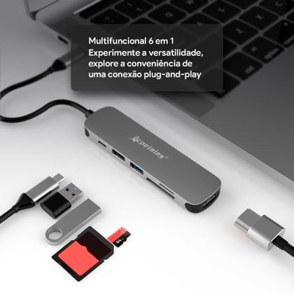 Imagem de Hub Cabo Tipo C 6 Portas USB HD HDMI 4K Extensor