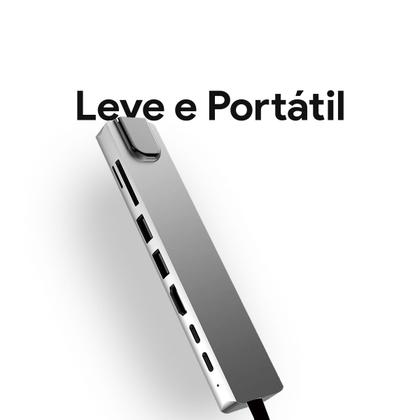 Imagem de Hub Cabo Tipo C 8 Portas 8x1 USB HD HDMI 4K Extensor  RJ45