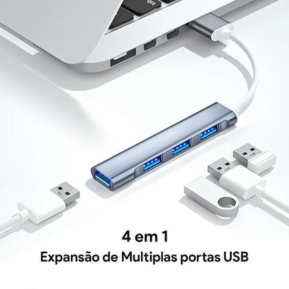 Imagem de Hub Cabo Tipo C Extensor 4 Portas High Speed Hd Pen Drive