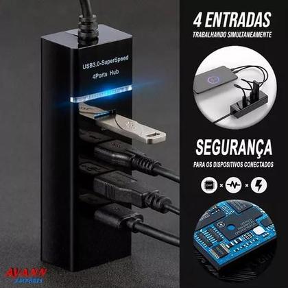 Imagem de Hub Cabo Usb 3.0 Extensor 4 Portas High Hd HBP4