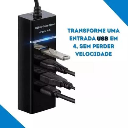 Imagem de HUB Cabo USB 3.0 Extensor 4 Portas High Speed