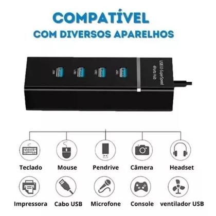 Imagem de HUB Cabo USB 3.0 Extensor 4 Portas High Speed