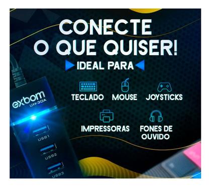 Imagem de Hub Cabo Usb 3.0 Extensor 4 Portas High Speed Hd Pen Drive