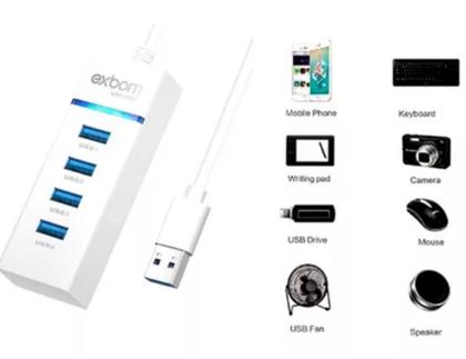 Imagem de Hub Cabo Usb 3.0 Extensor 4 Portas High Speed Hd Pen Drive