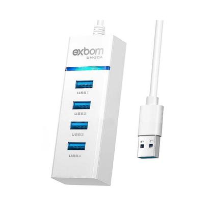 Imagem de Hub Cabo Usb 3.0 High Speed Hd Extensor 4 Portas Branco