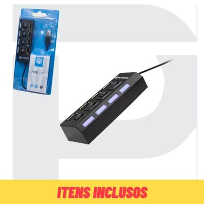 Imagem de Hub Cabo Usb Extensor 4 Portas 480 Mbps Hd Pen Drive Pc Notebook