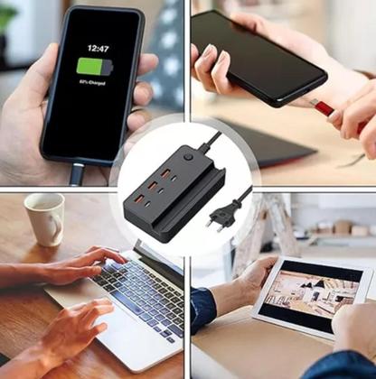 Imagem de Hub Carregador De Mesa 3 Portas Usb E 3 Portas Tipo C