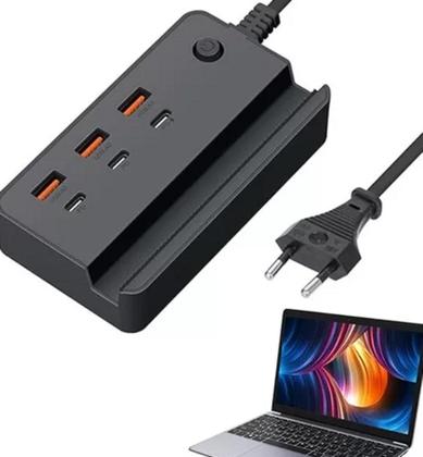 Imagem de Hub Carregador De Mesa 3 Portas Usb E 3 Portas Tipo C