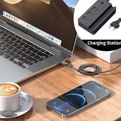 Imagem de Hub Carregador De Mesa 3 Portas Usb E 3 Portas Tipo C