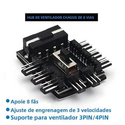 Imagem de Hub De Ventiladores PWM De 8 Portas 3 Pinos, Divisor SATA Molex, Controlador De Velocidade De