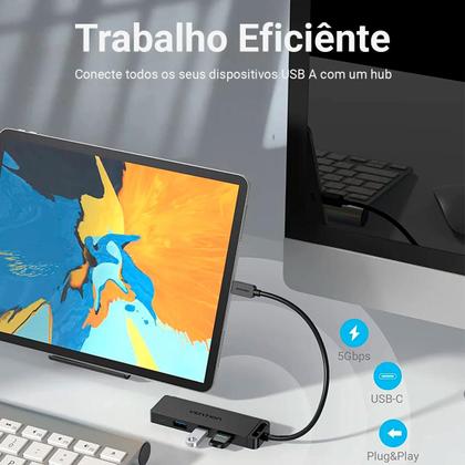 Imagem de Hub Extensor de USB Tipo C P/ 4 USB 3.0 Computador Notebook