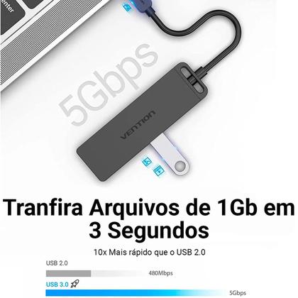 Imagem de Hub Extensor de USB Tipo C P/ 4 USB 3.0 Computador Notebook