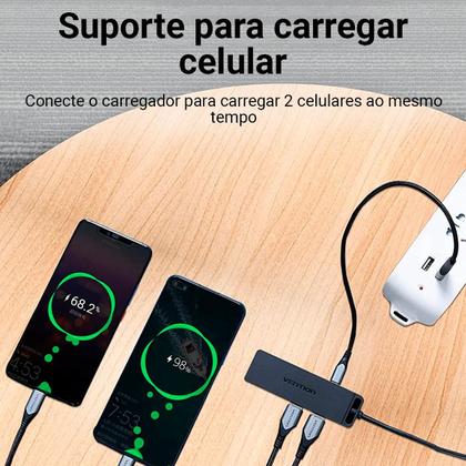 Imagem de Hub Extensor de USB Tipo C P/ 4 USB 3.0 Computador Notebook