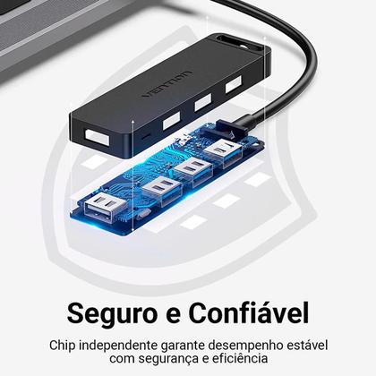 Imagem de Hub Extensor de USB Tipo C P/ 4 USB 3.0 Computador Notebook