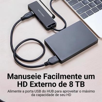 Imagem de Hub Extensor de USB Tipo C P/ 4 USB 3.0 Computador Notebook