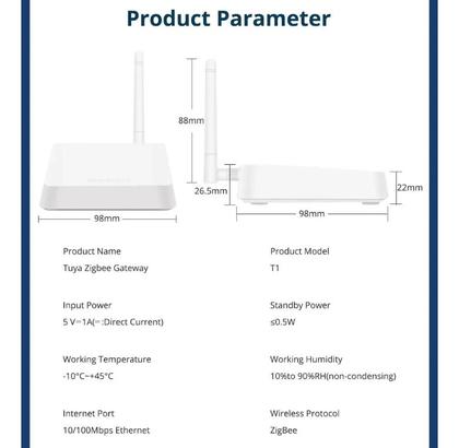 Imagem de Hub Gateway Zigbee 3.0 Zemismart T1 Antena