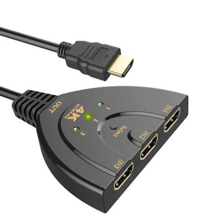Imagem de Hub Hdmi Switch 3x1 Adaptador Cabo 3 Entradas E 1 Saída