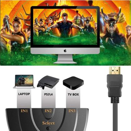 Imagem de Hub Hdmi Switch 3x1 Adaptador Cabo 3 Entradas E 1 Saída Divisor de Alta Qualidae
